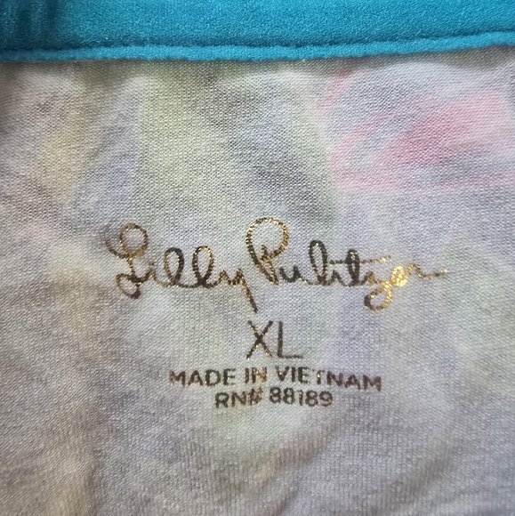 Lilly Pulitzer Cassi Popover Keep On Beleafing XL Pullover Top Rayon Spandex - Picture 9 of 10